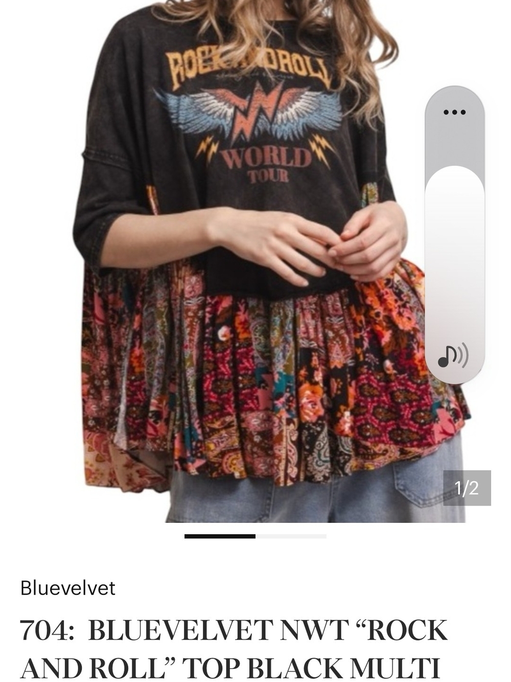 Velvet Black Multi 'Rock and Roll' Mixed-Print Tunic